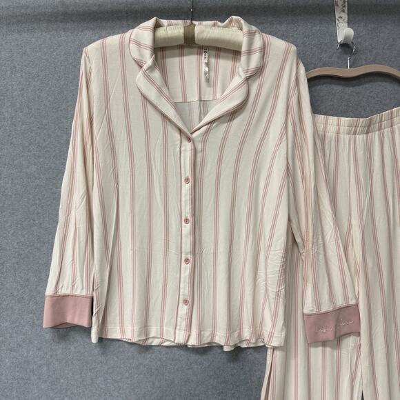 Soma Cool Nights Pajama Set Sparkling Stripe Pink Size Medium NEW w/ Blemish - Picture 2 of 11